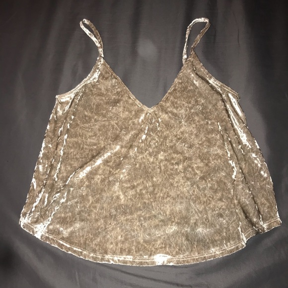 Attractive Golden Velvet Tank-top Blouse - Picture 1 of 4